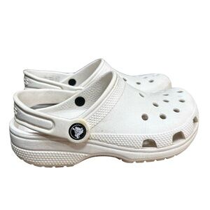 CROCS Classic Clogs Size J 1 Slip On White Water Comfy Shoes